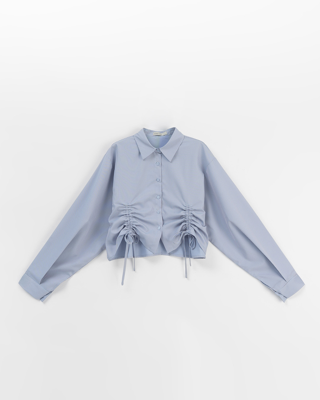 ストライプシャーリングショート丈シャツ 2色展開