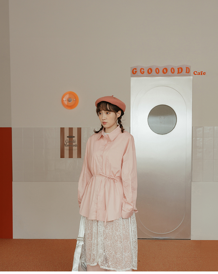 オーバーサイズリボン付きシャツ 3色展開