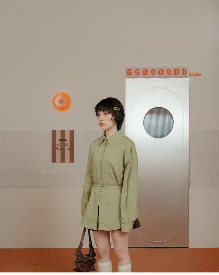 オーバーサイズリボン付きシャツ 3色展開