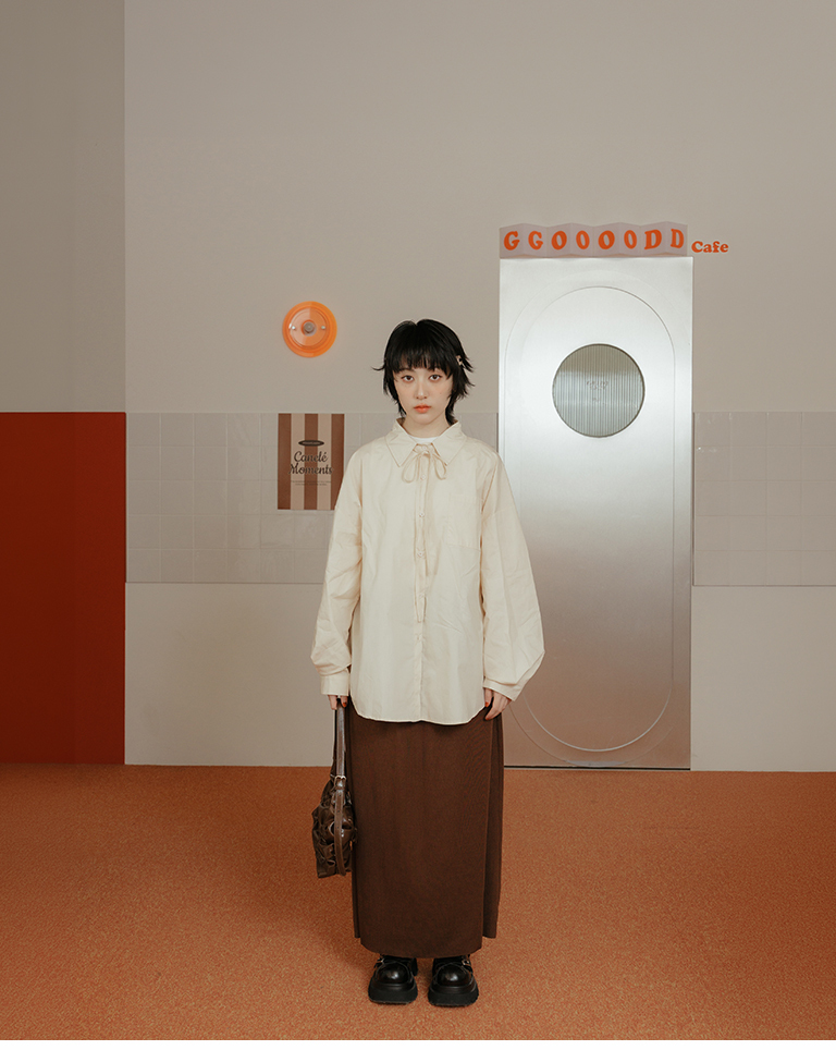 オーバーサイズリボン付きシャツ 3色展開