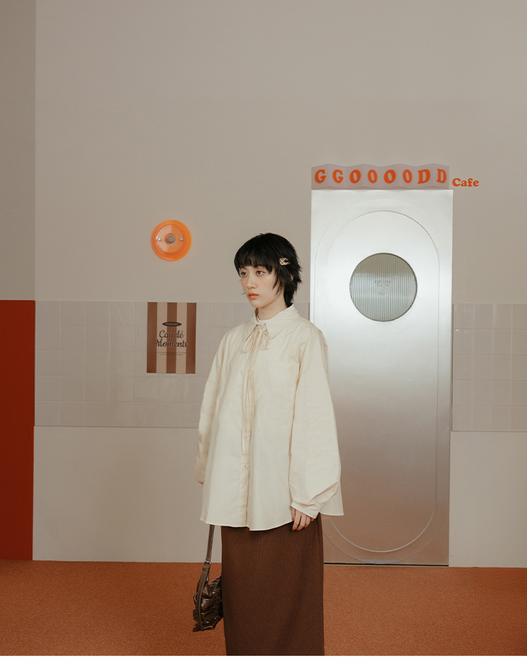 オーバーサイズリボン付きシャツ 3色展開