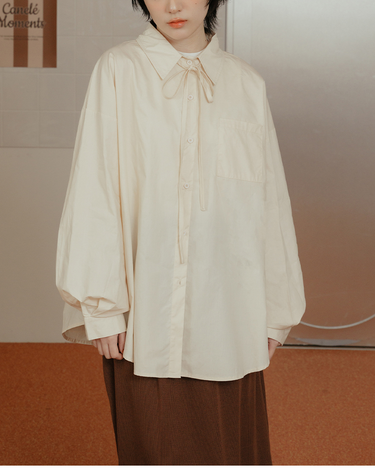 オーバーサイズリボン付きシャツ 3色展開