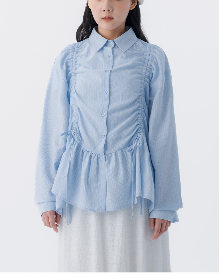 春8商未收到---ストライプ ドロストシャツ 2色展開