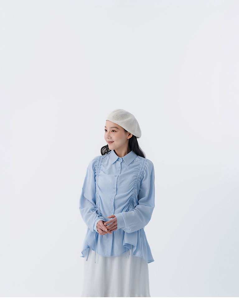 春8商未收到---ストライプ ドロストシャツ 2色展開