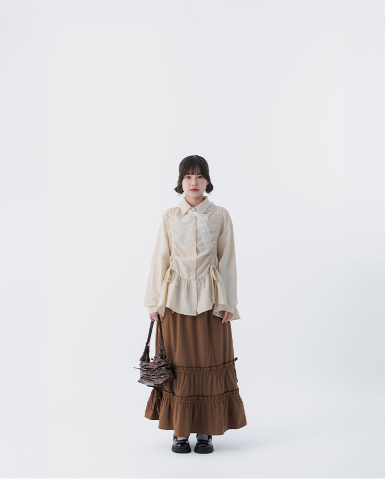 春8商未收到---ストライプ ドロストシャツ 2色展開