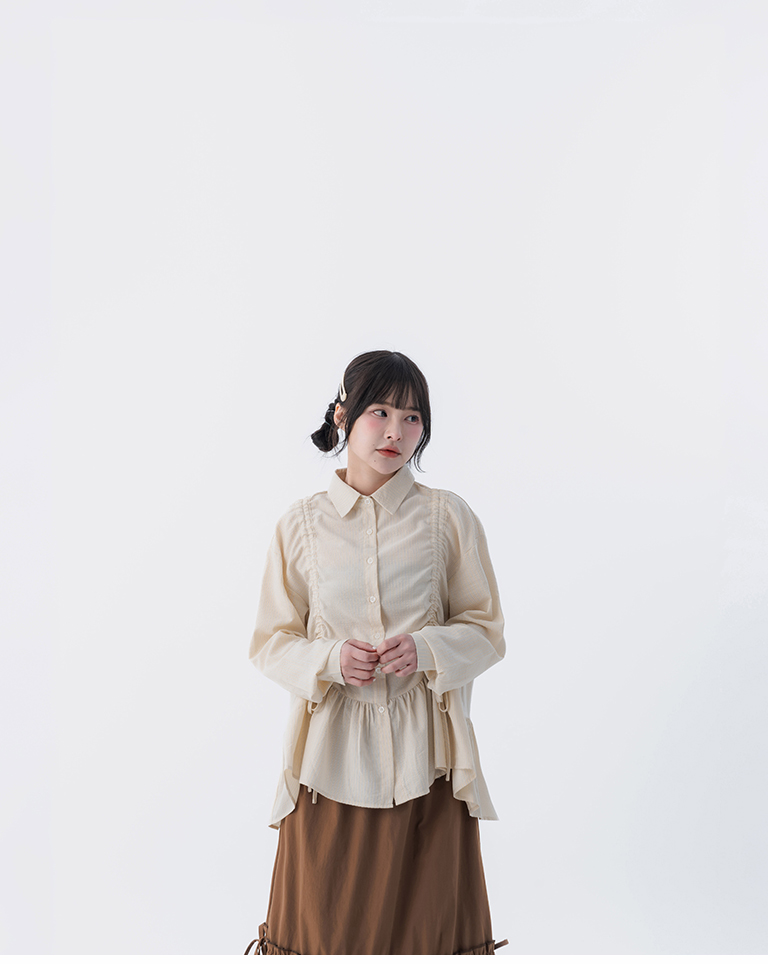 春8商未收到---ストライプ ドロストシャツ 2色展開