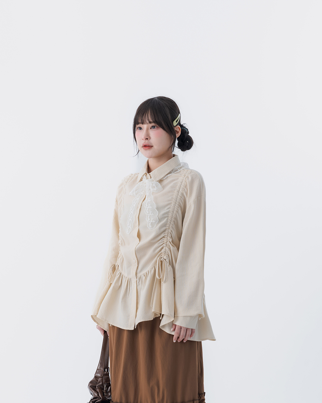 春8商未收到---ストライプ ドロストシャツ 2色展開