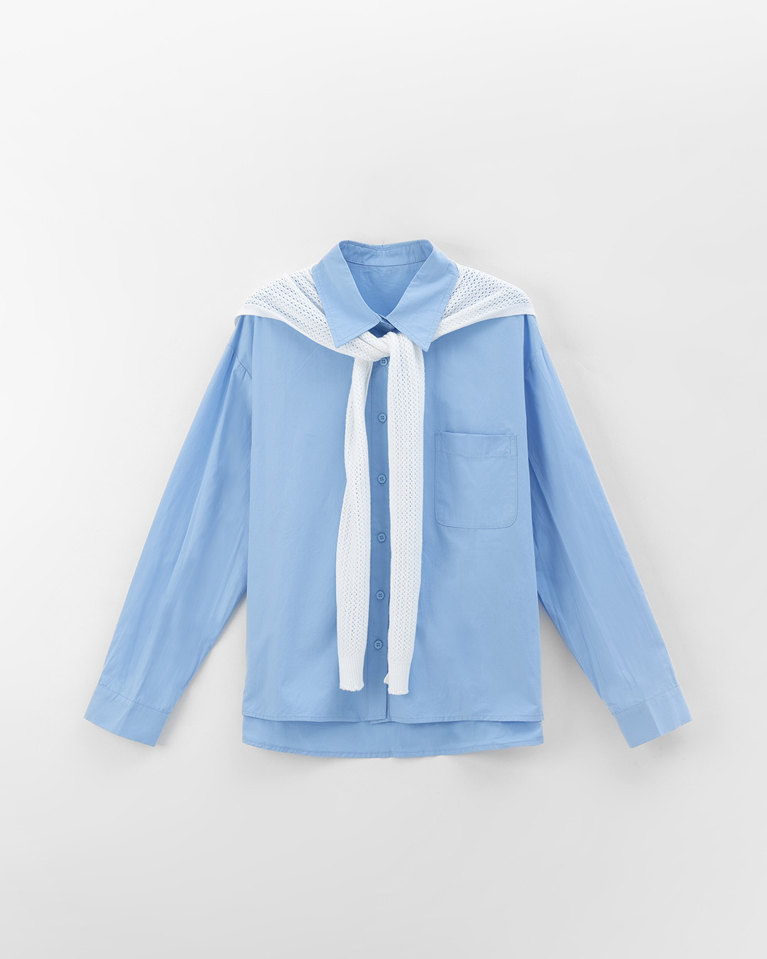 ニットショール付きプレーンシャツ 6色展開