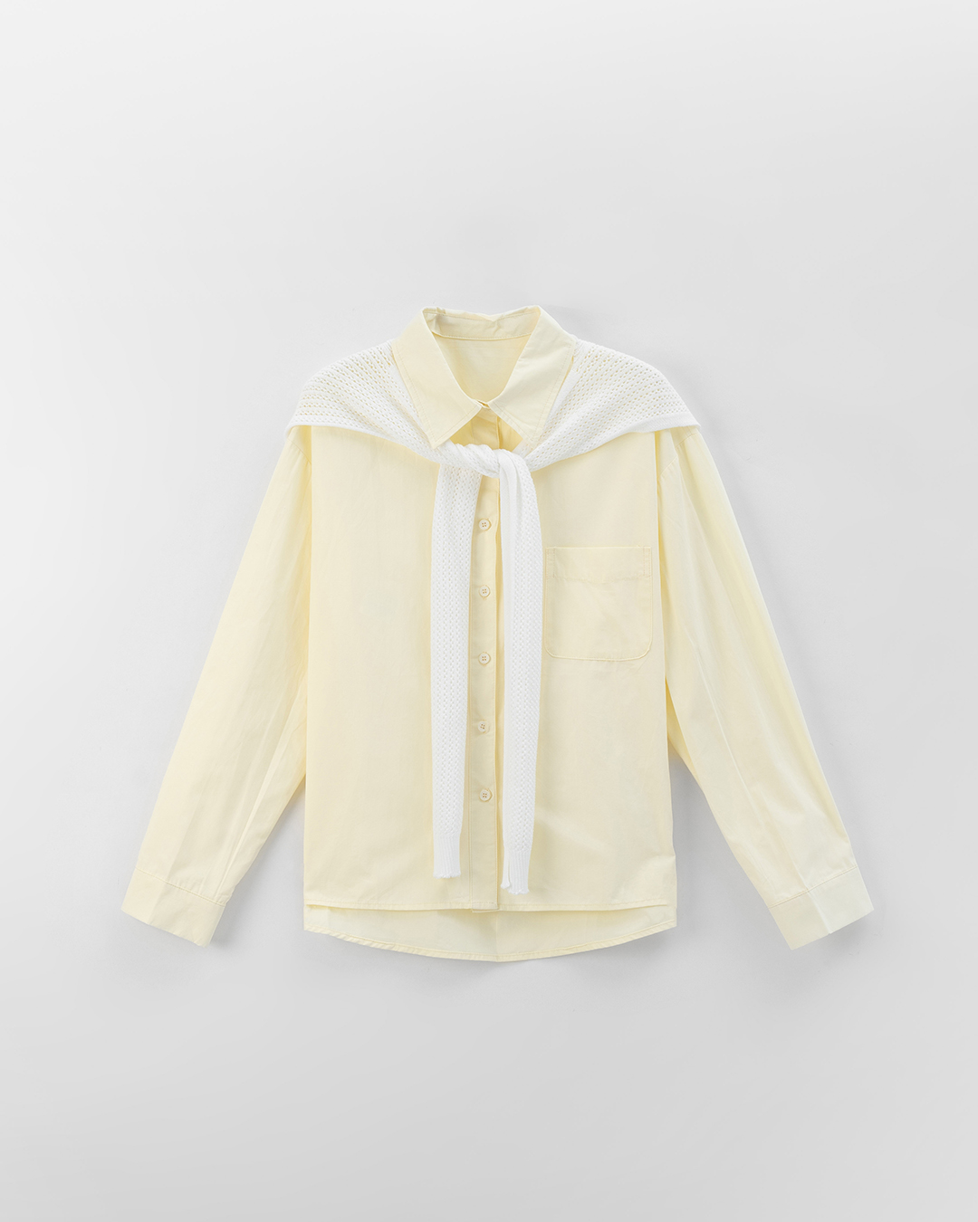 ニットショール付きプレーンシャツ 6色展開