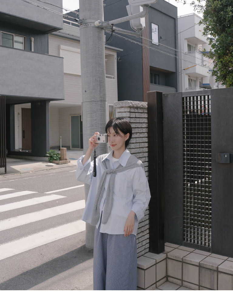 ニットショール付きプレーンシャツ 6色展開