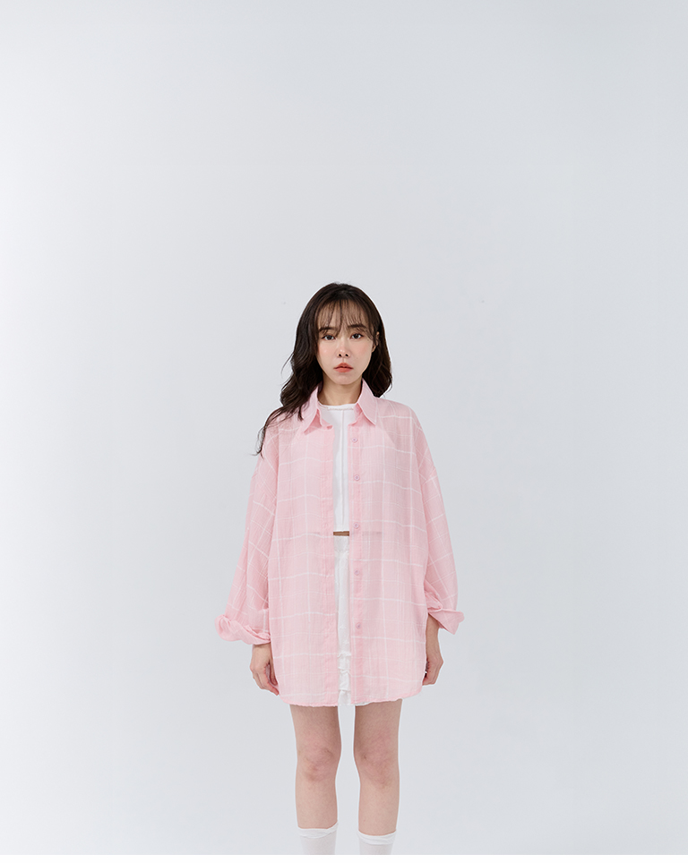 チェックシアーオーバーサイズシャツ 3色展開