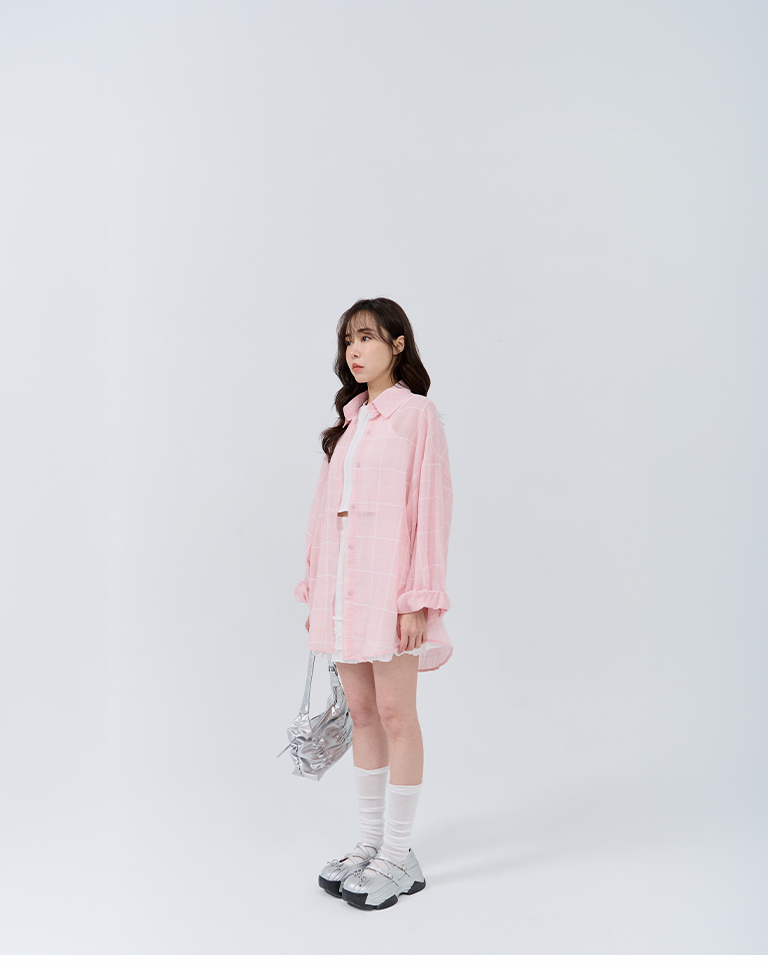チェックシアーオーバーサイズシャツ 3色展開