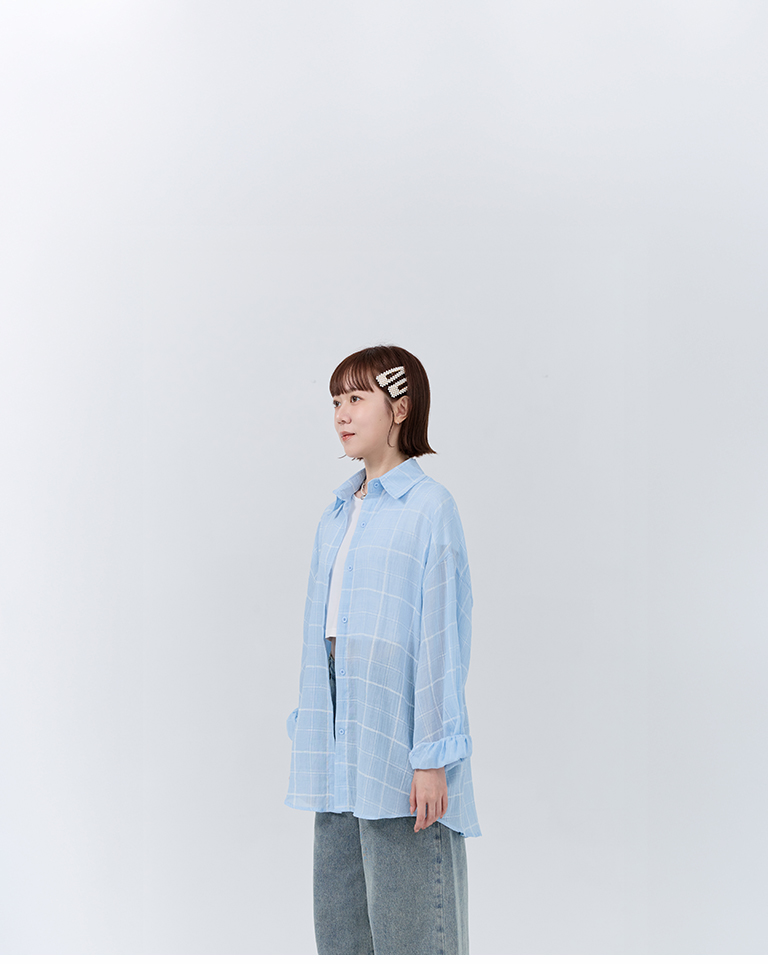 チェックシアーオーバーサイズシャツ 3色展開