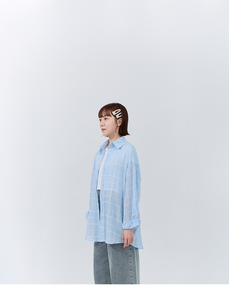 チェックシアーオーバーサイズシャツ 3色展開