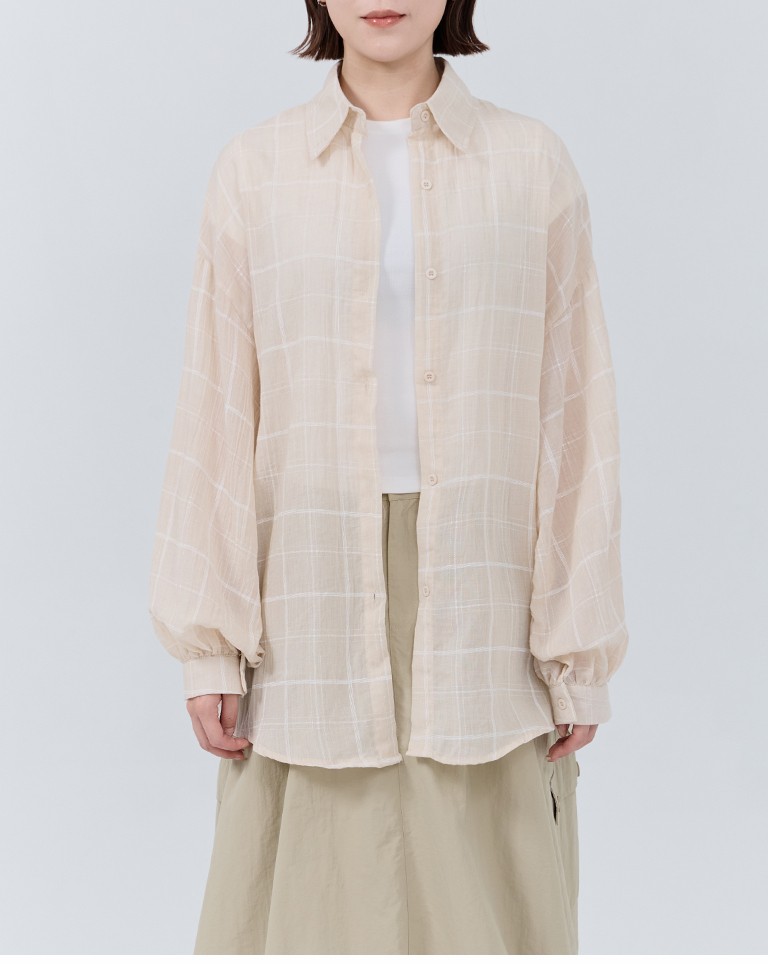 チェックシアーオーバーサイズシャツ 3色展開