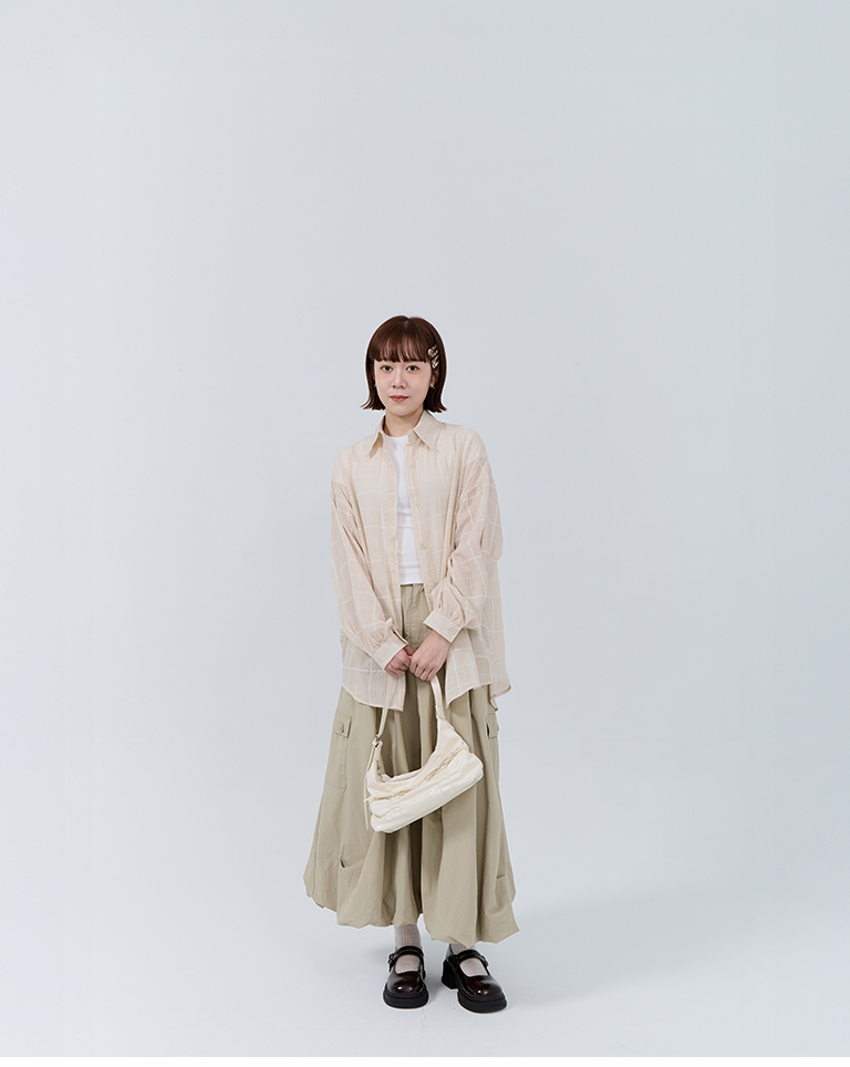 チェックシアーオーバーサイズシャツ 3色展開