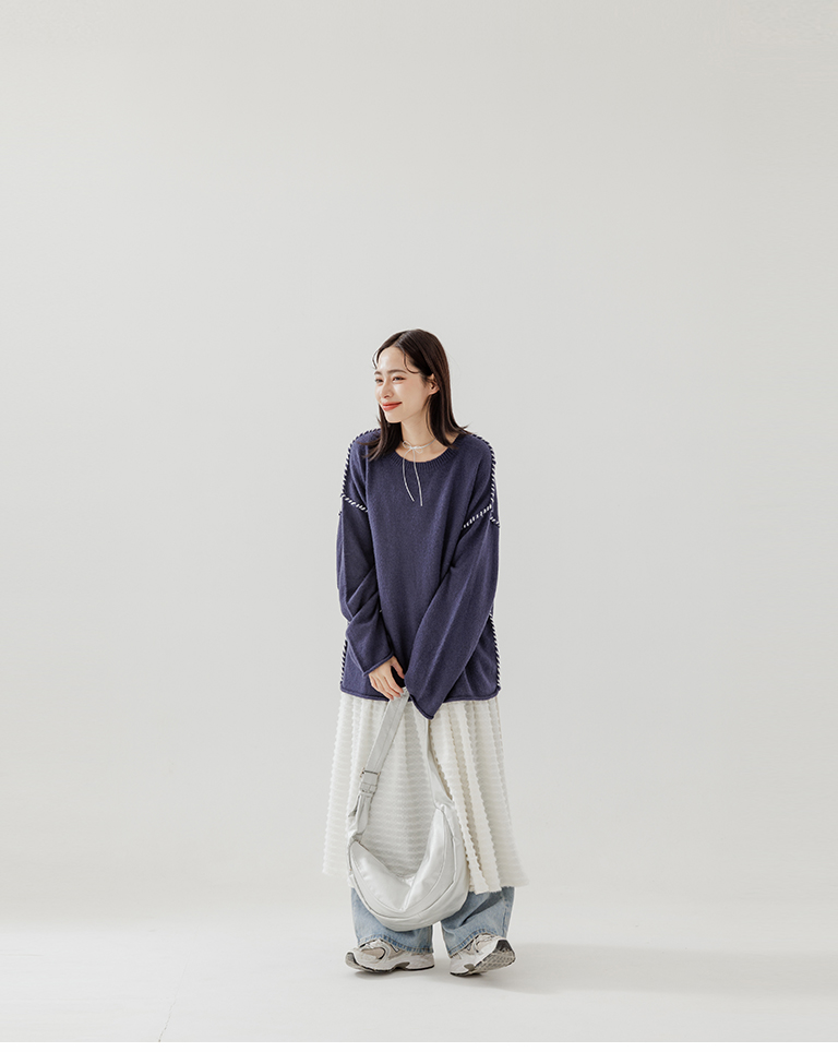 ハンドステッチワイドニット 2色展開