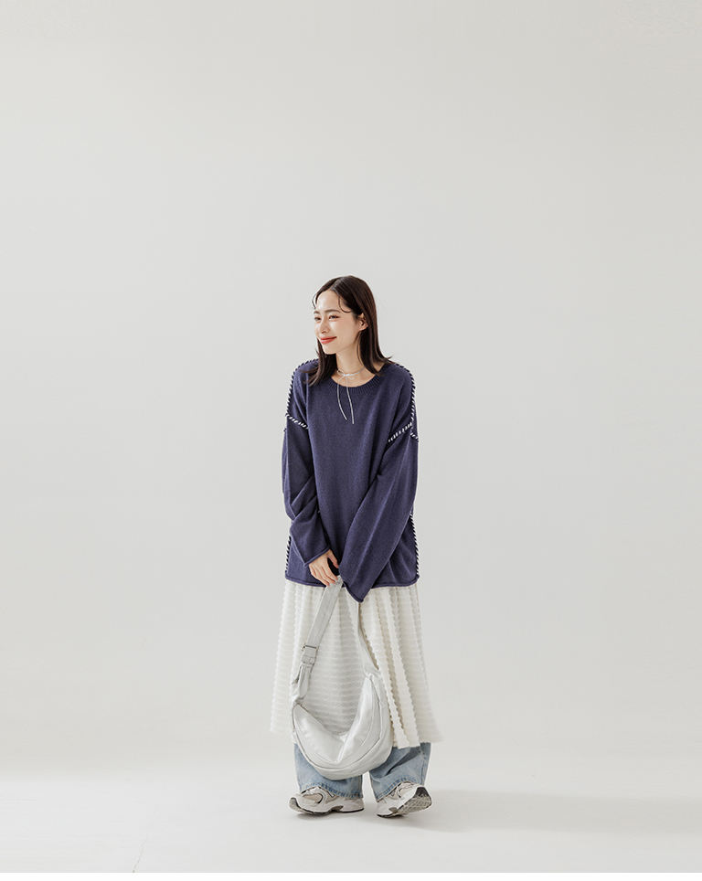 ハンドステッチワイドニット 2色展開