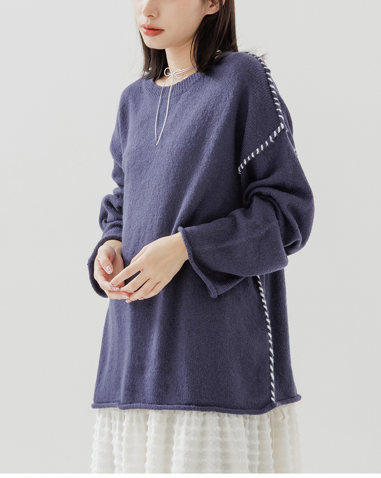 ハンドステッチワイドニット 2色展開