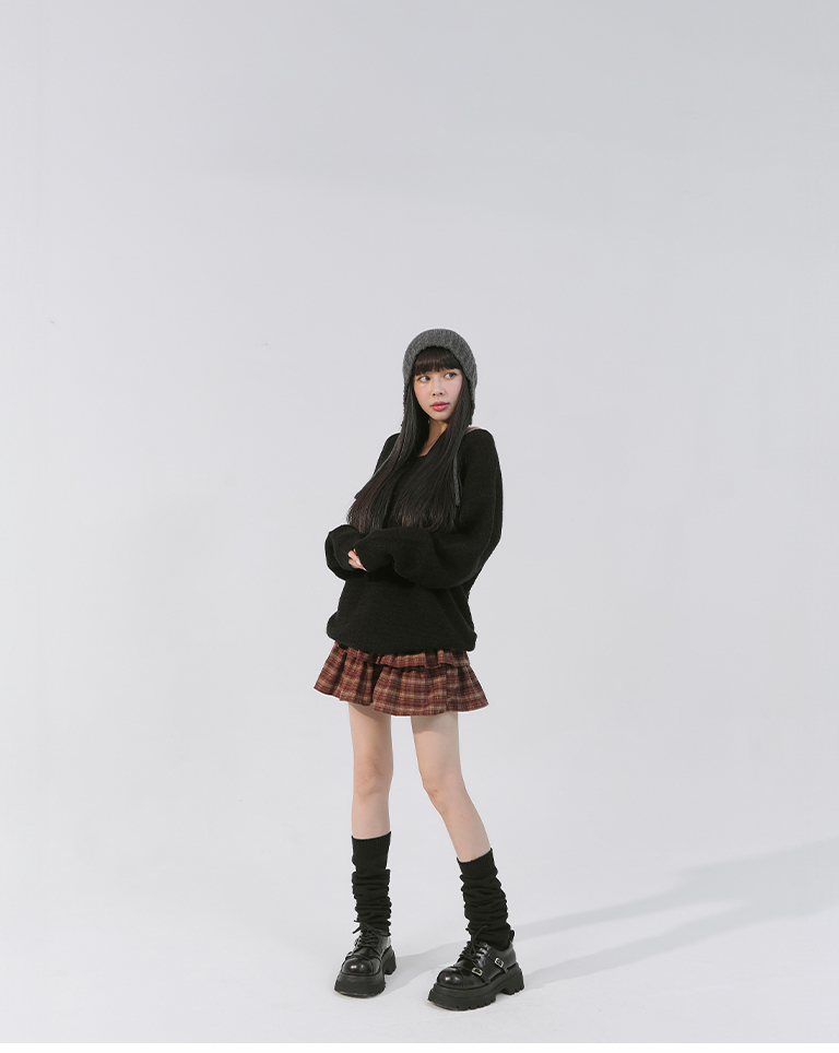 Vネックニットトップス 3色展開