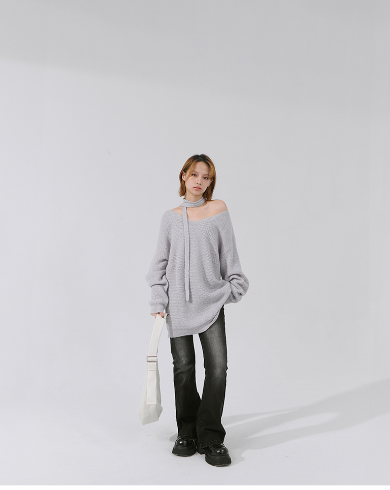 Vネックニットトップス 3色展開