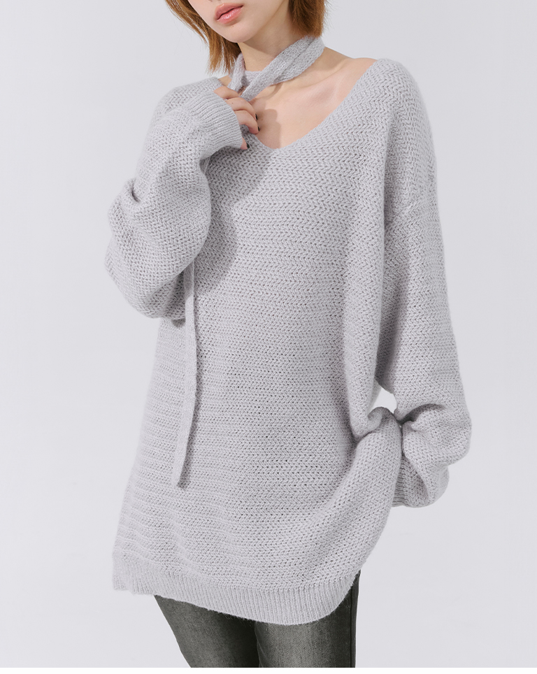 Vネックニットトップス 3色展開