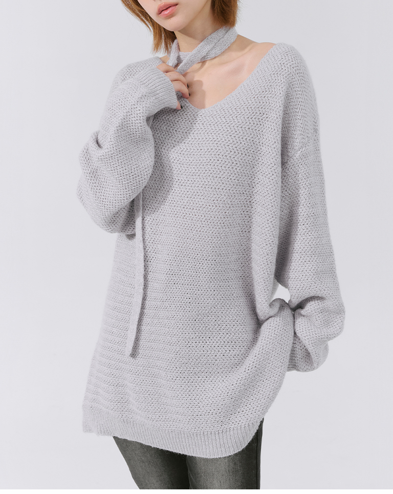 Vネックニットトップス 3色展開