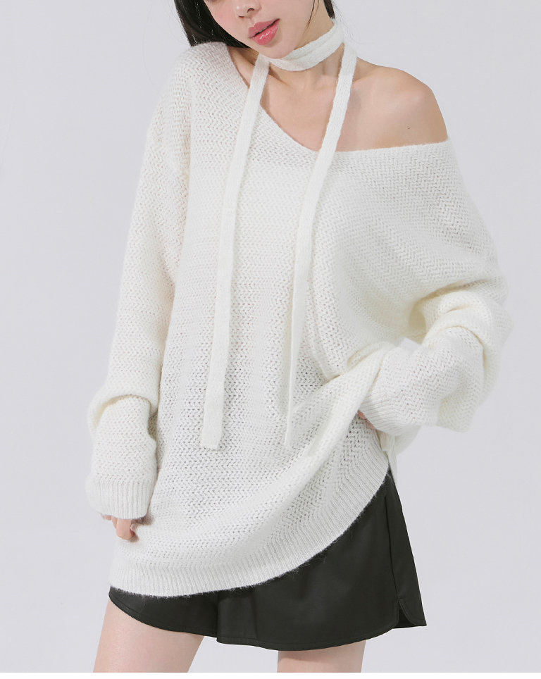 Vネックニットトップス 3色展開