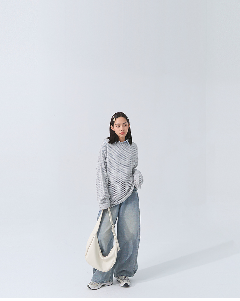 透かし編みワイドネックニット4色展開