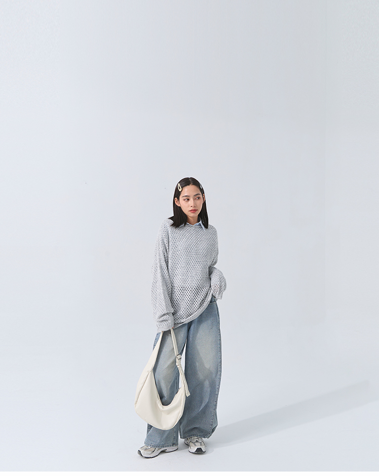 透かし編みワイドネックニット4色展開