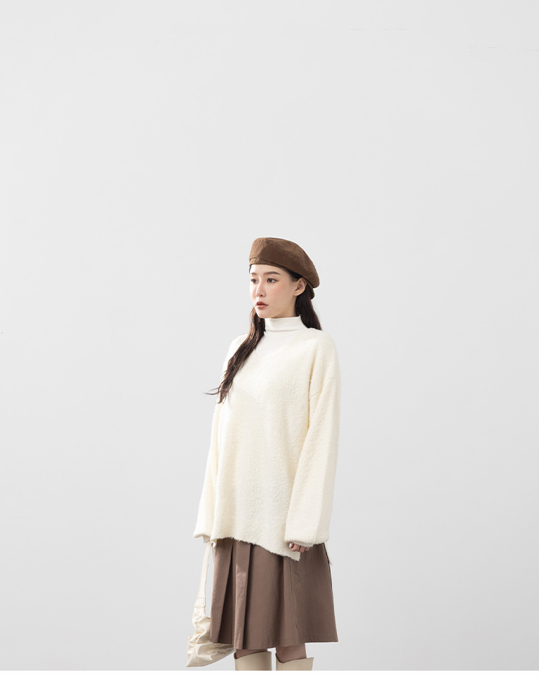 バックリボンボリュームスリーブニット 3色展開