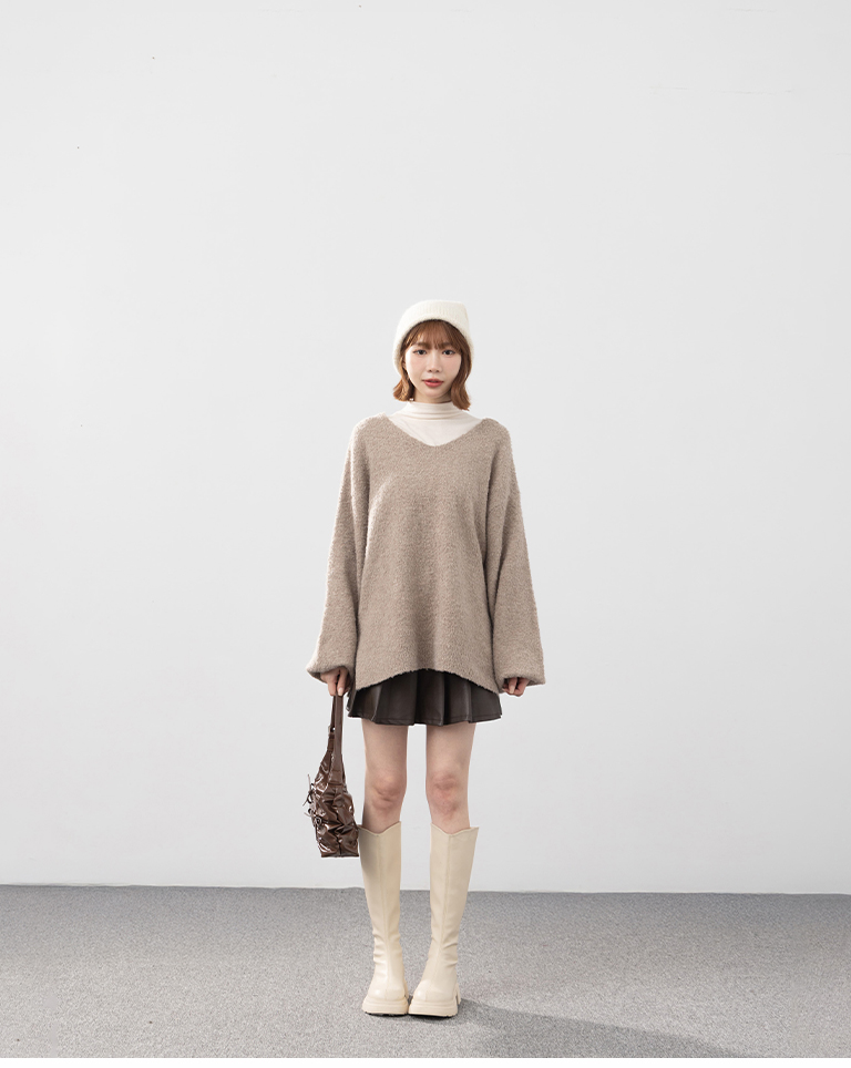 バックリボンボリュームスリーブニット 3色展開