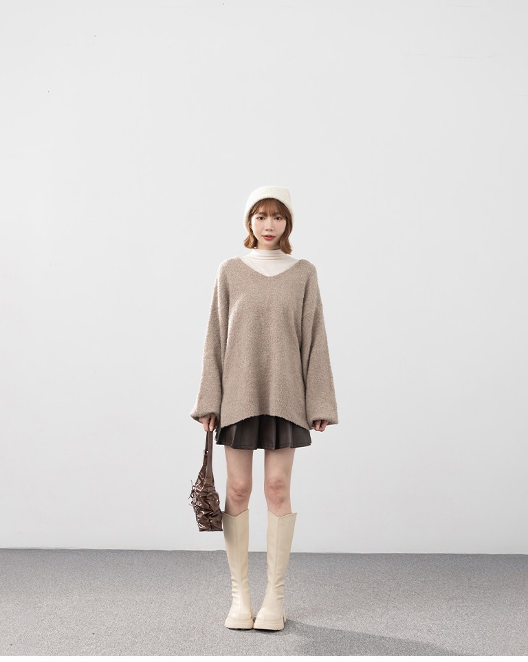 バックリボンボリュームスリーブニット 3色展開