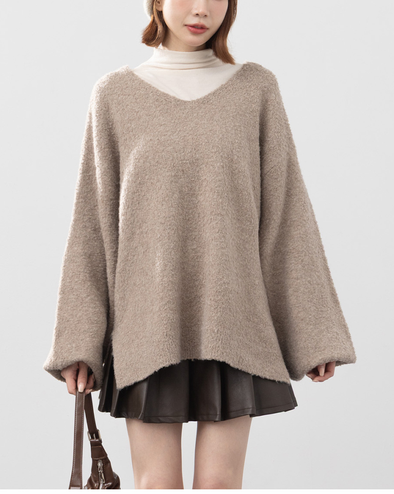 バックリボンボリュームスリーブニット 3色展開