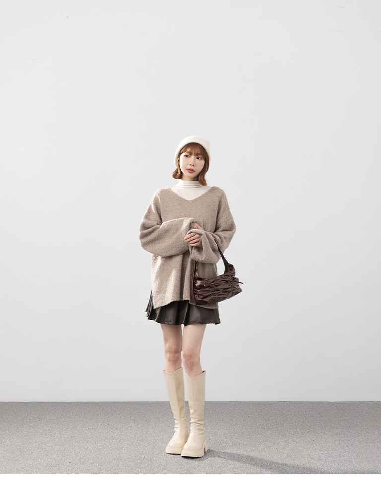 バックリボンボリュームスリーブニット 3色展開