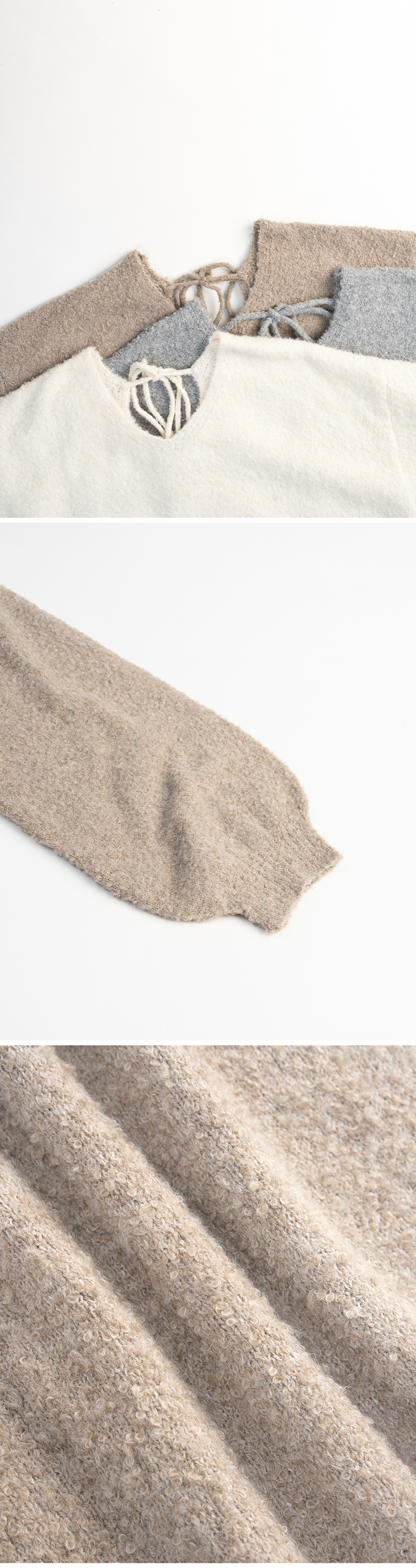 バックリボンボリュームスリーブニット 3色展開