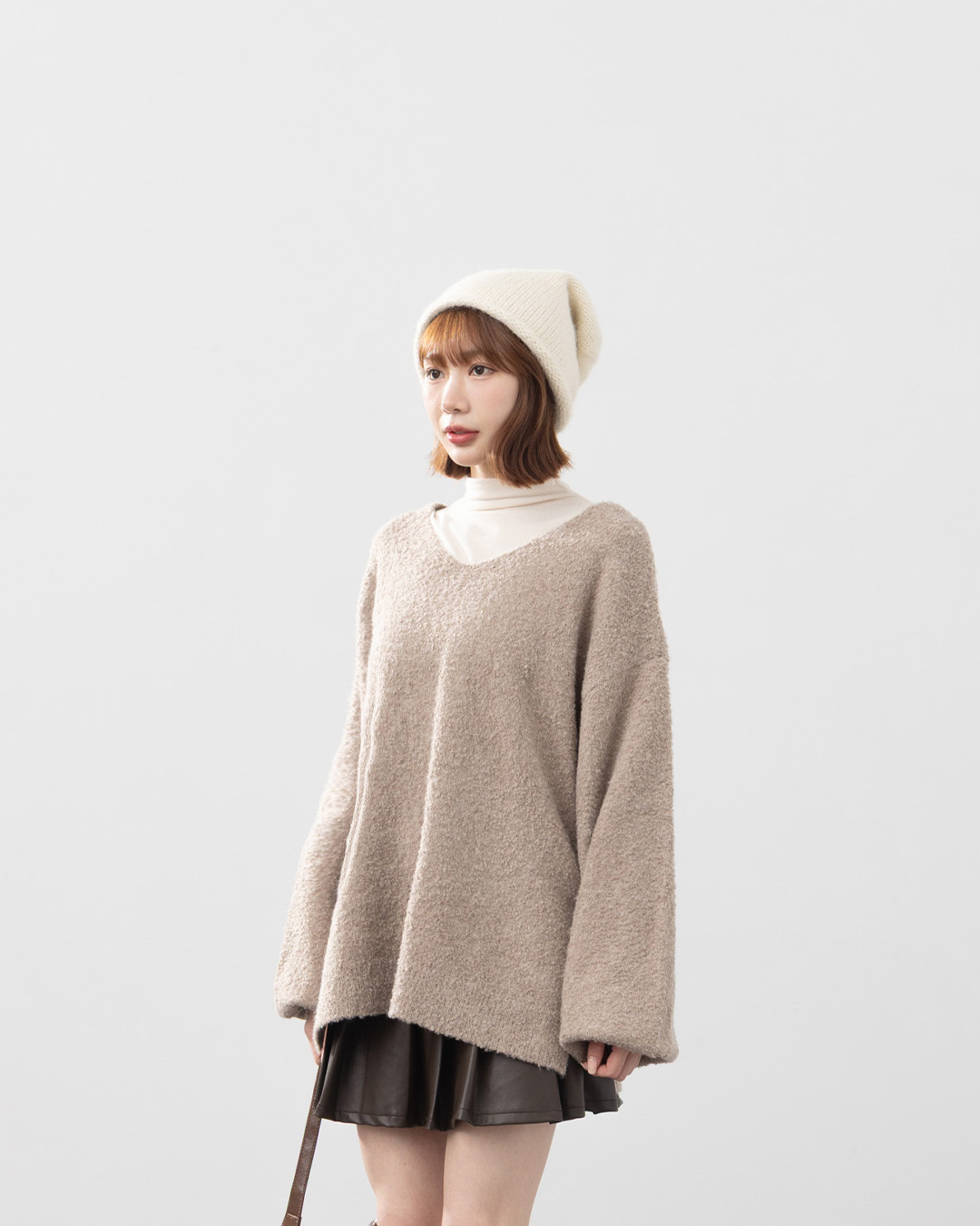 バックリボンボリュームスリーブニット 3色展開