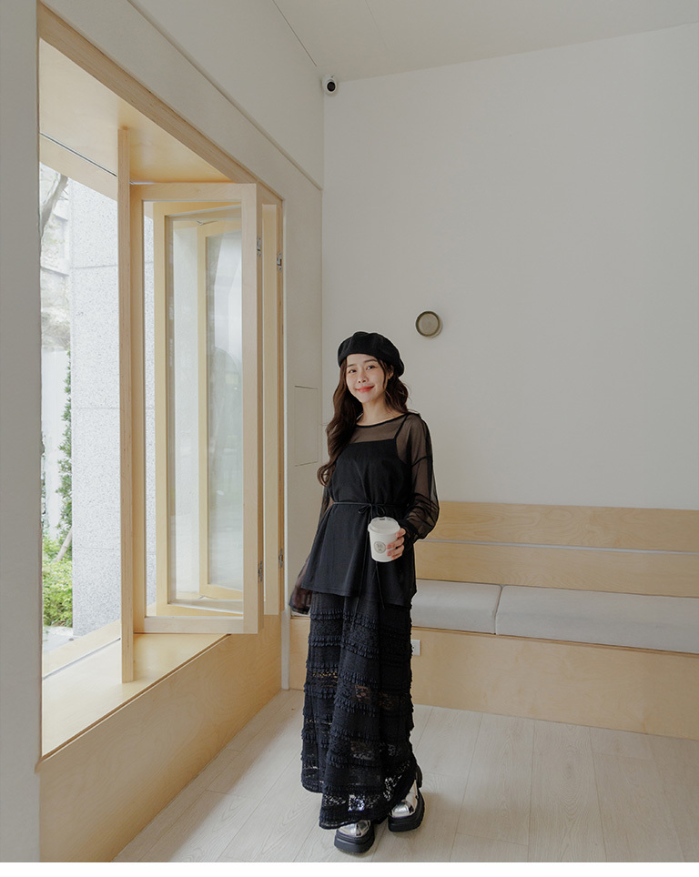レース刺繍キャミワンピース 三色展開 01086957