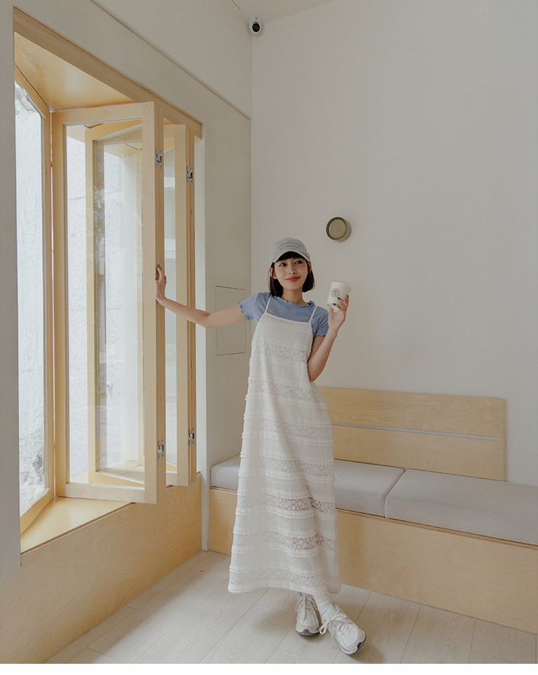 レース刺繍キャミワンピース 三色展開 01086957