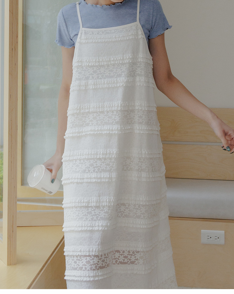 レース刺繍キャミワンピース 三色展開 01086957