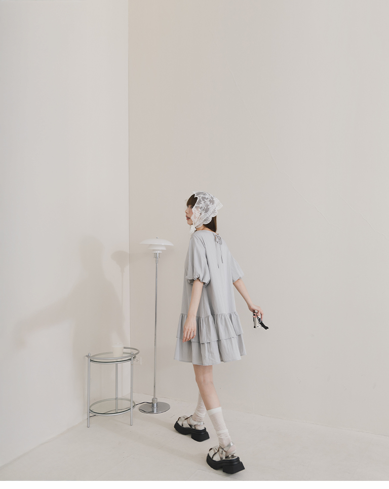 パフスリーブフリルミニワンピ 2色展開