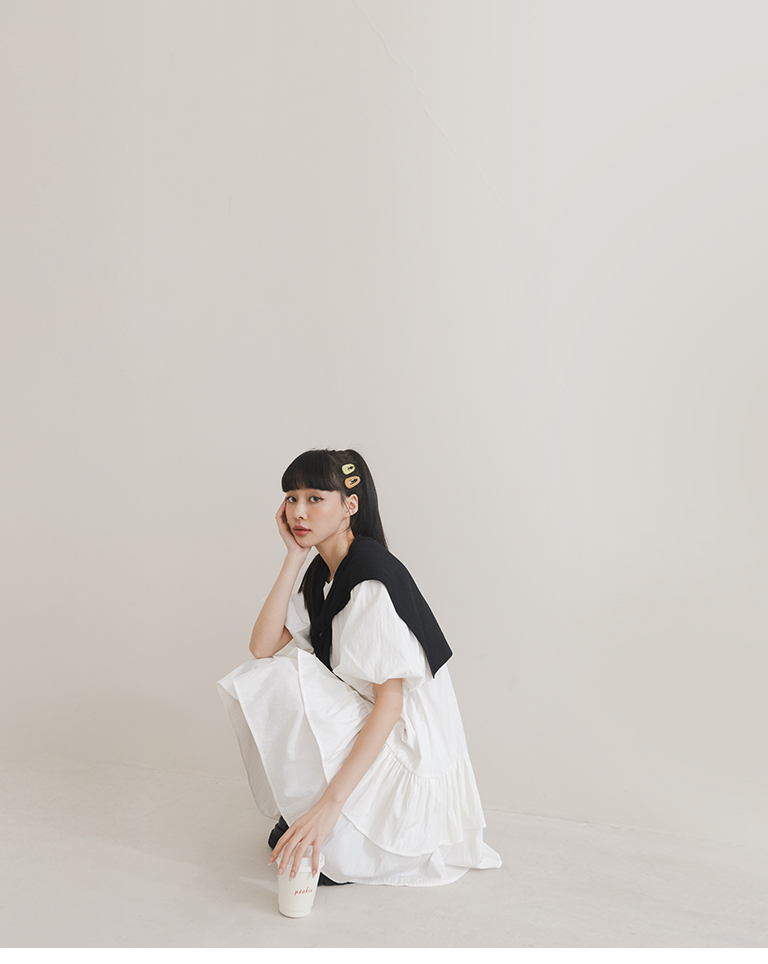 パフスリーブフリルミニワンピ 2色展開
