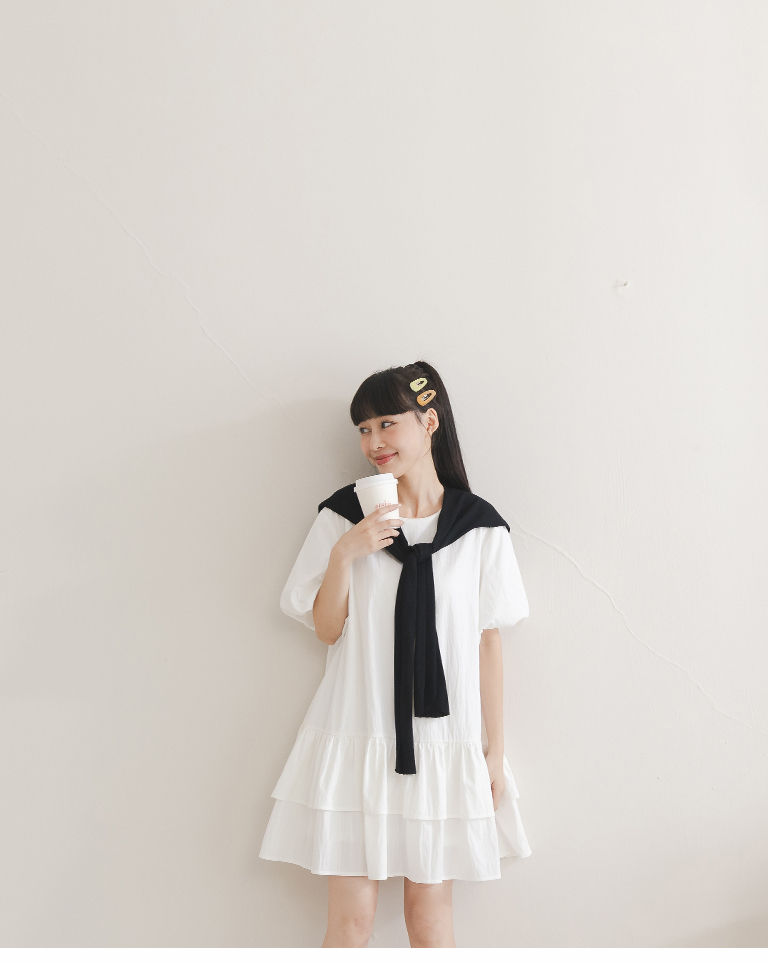 パフスリーブフリルミニワンピ 2色展開