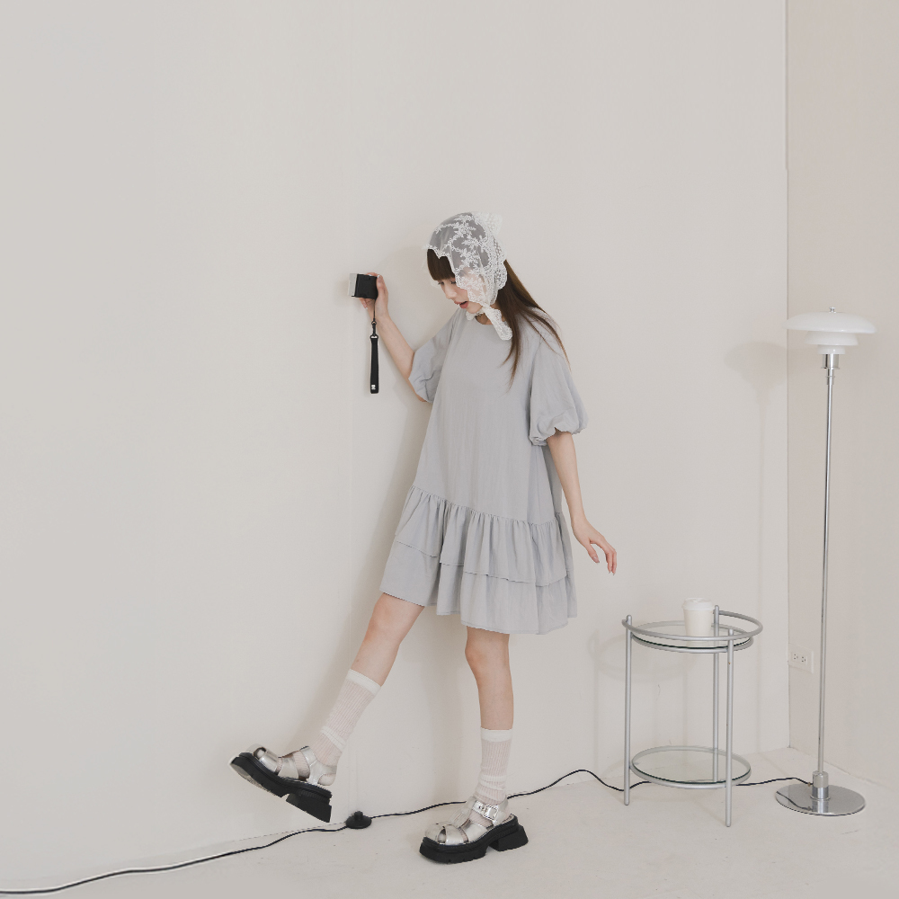 パフスリーブフリルミニワンピ 2色展開