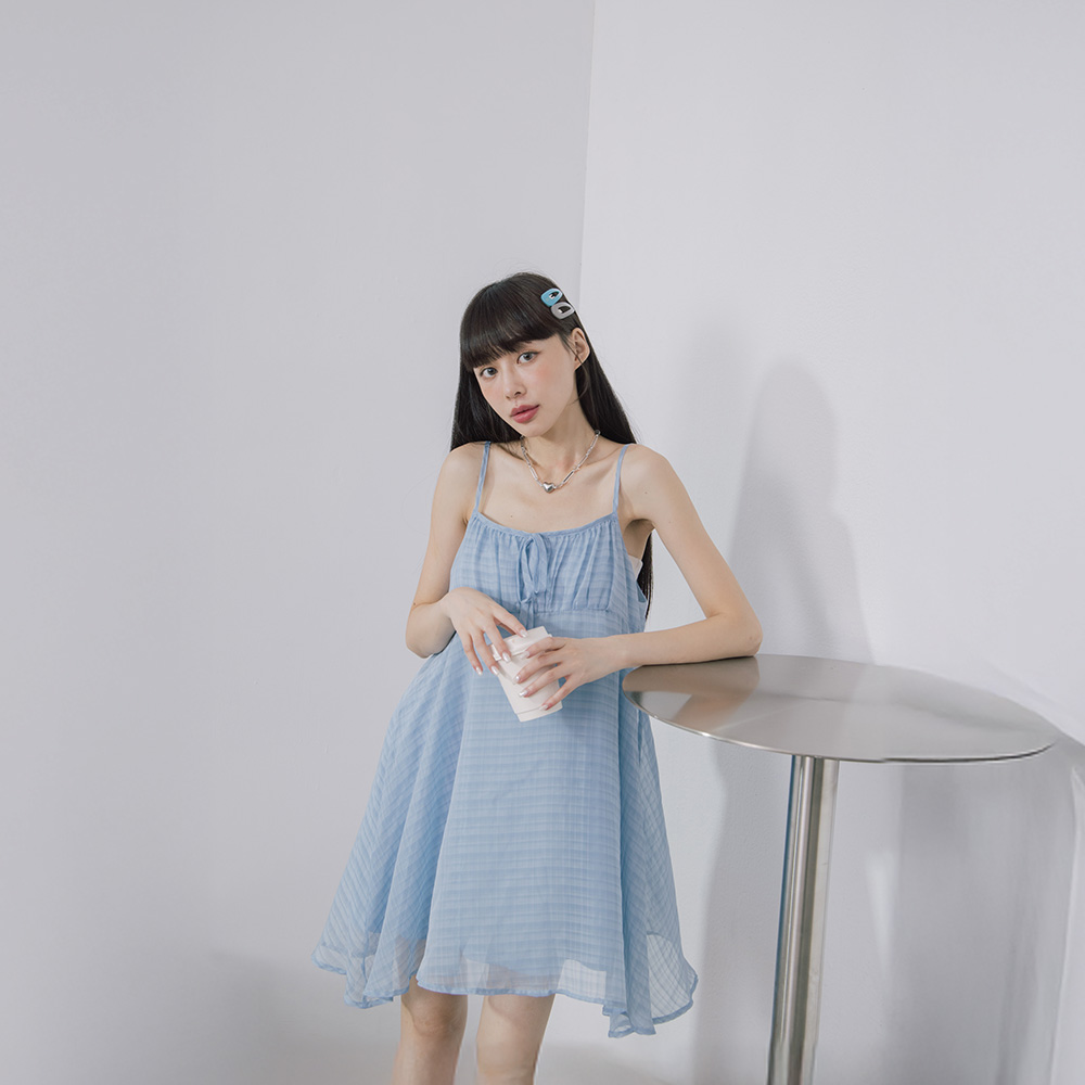 チェック二重仕立てミニワンピース 2色展開