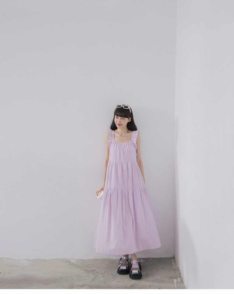 スクエアネックフリルショルダー ワンピース 2色展開