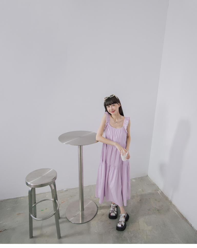 スクエアネックフリルショルダー ワンピース 2色展開