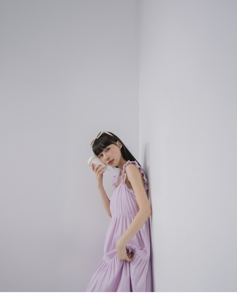 スクエアネックフリルショルダー ワンピース 2色展開