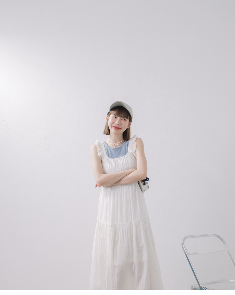 スクエアネックフリルショルダー ワンピース 2色展開