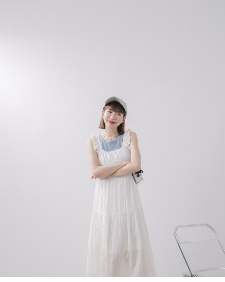 スクエアネックフリルショルダー ワンピース 2色展開
